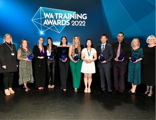 2022 WA Training Awards winners on stage